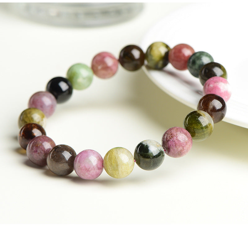 Natural Old Mine Tourmaline Bracelet – Rare Multicolor Wish Stone Beads
