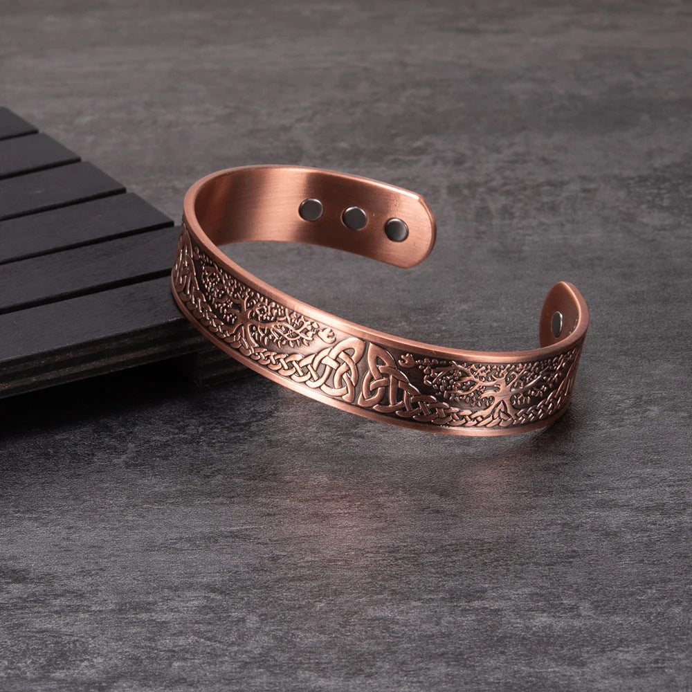 99.99% Pure Red Copper Tree of Life Magnetic Bracelet – Healing & Balance