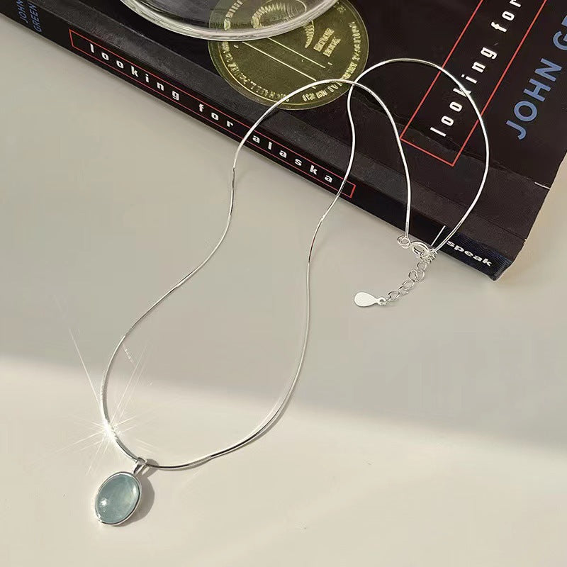 925 Sterling Silver Aquamarine Necklace – dainty and elegant minimalist jewelry