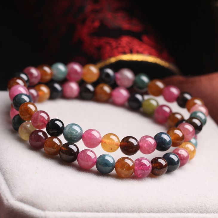 Natural Brazil Tourmaline Bracelet – Multicolor Healing Crystal Jewelry