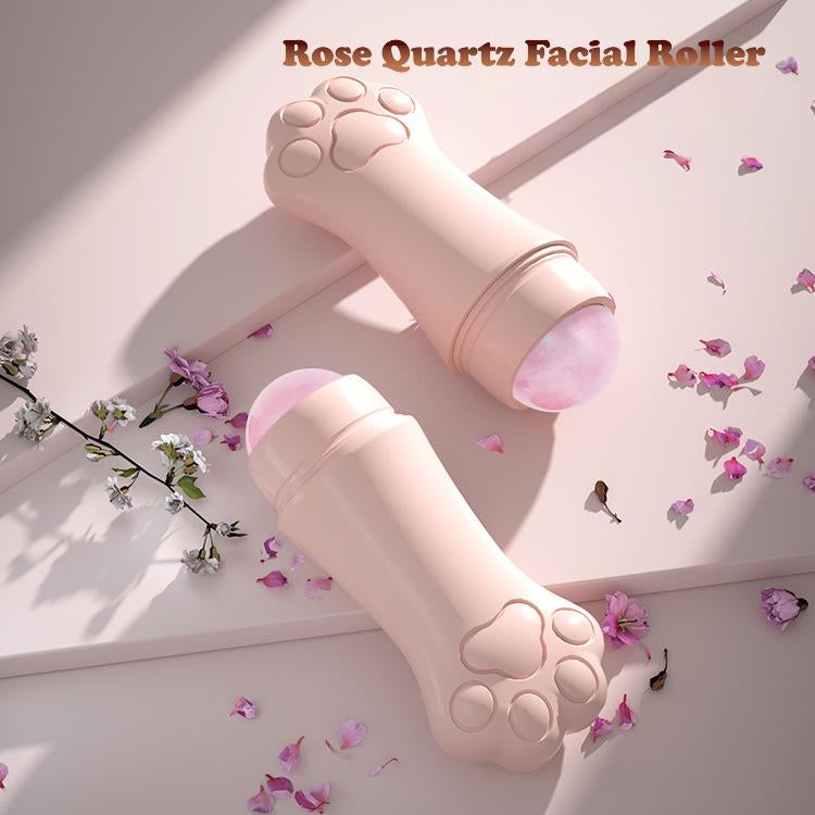 Natural Rose Quartz & Lava Stone Facial Roller – Oil Control & Skin Calming