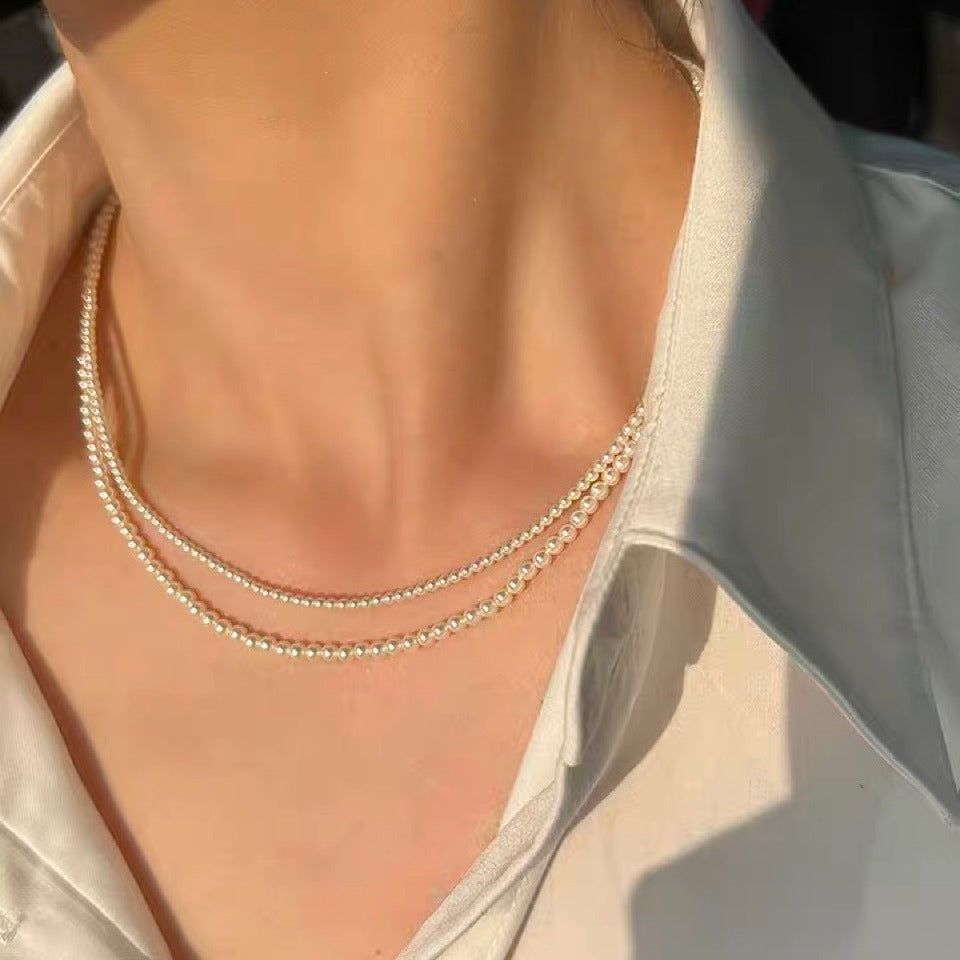 Elegant layered shell pearl necklace for women