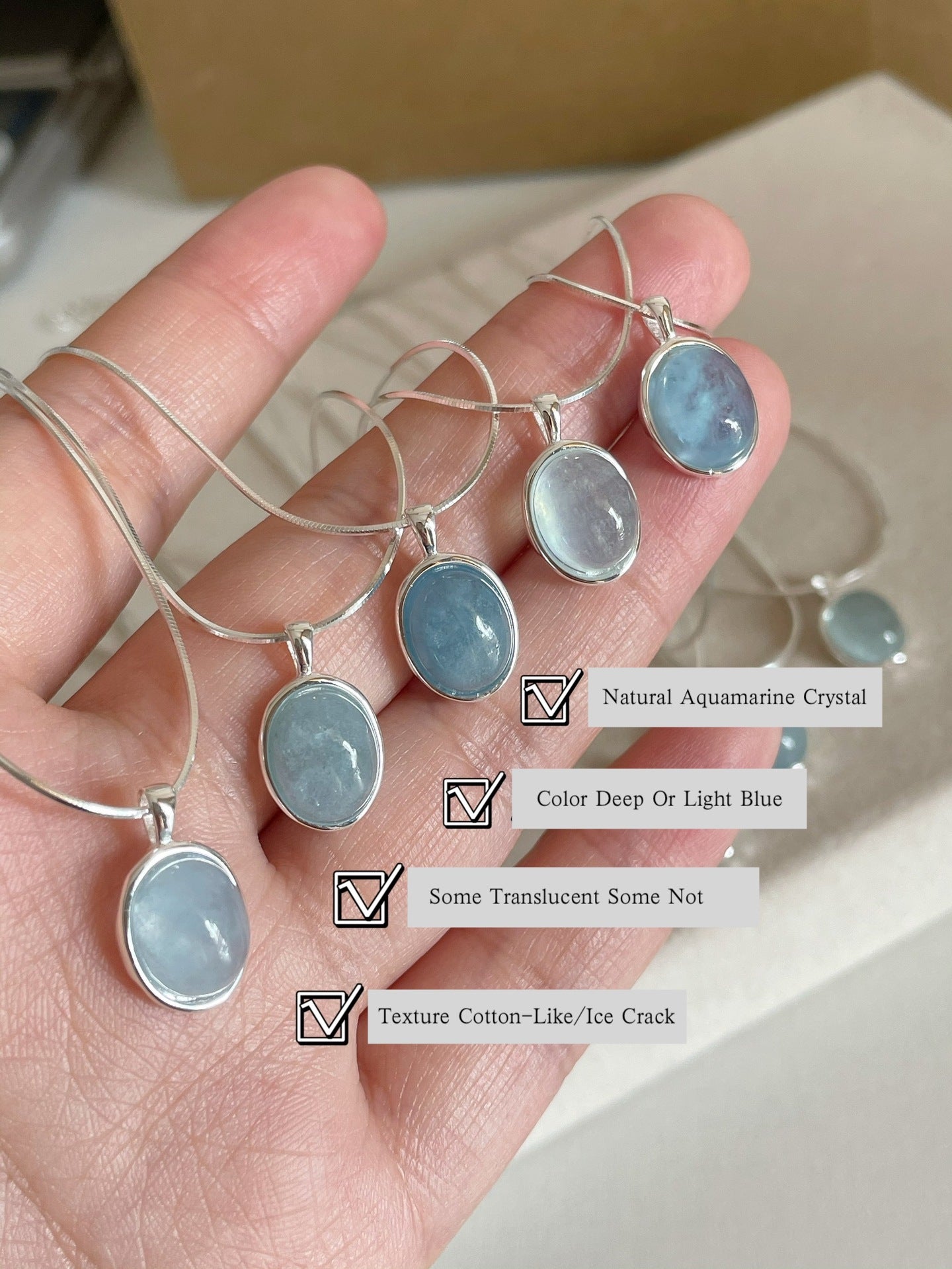 Natural Aquamarine Jewelry – close-up of polished blue gemstone pendant