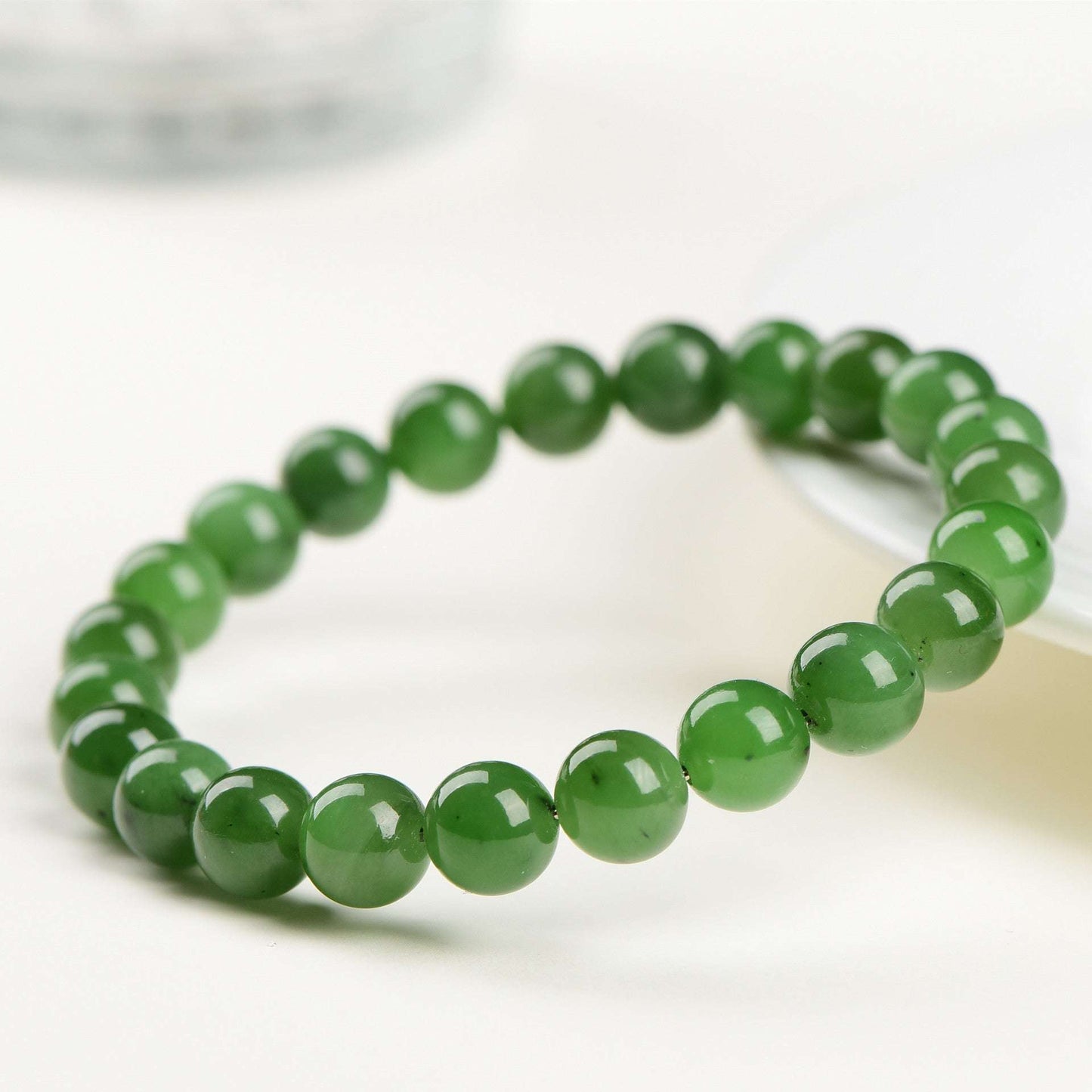 Dark Green Hetian Jade Bracelet Feng Shui Jewelry Gift