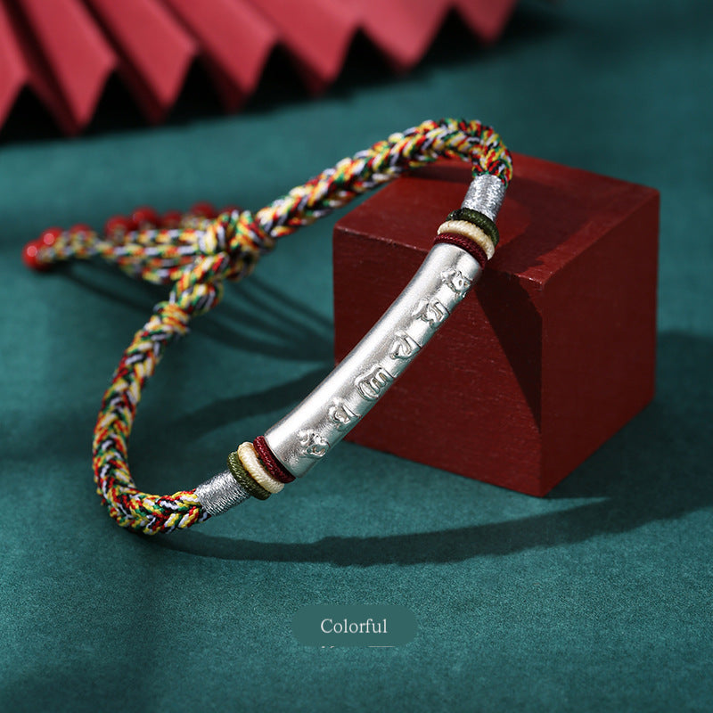tibetan 99 silver mantra bracelet spiritual protection