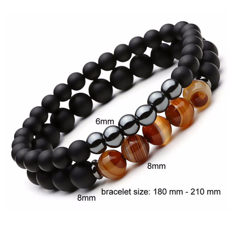 Men’s natural stone men’s jewelry hematite agate bracelets set