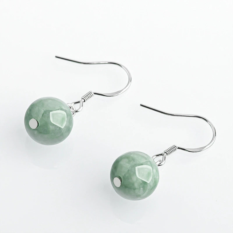 authentic jade jewelry 10mm bead drop earrings