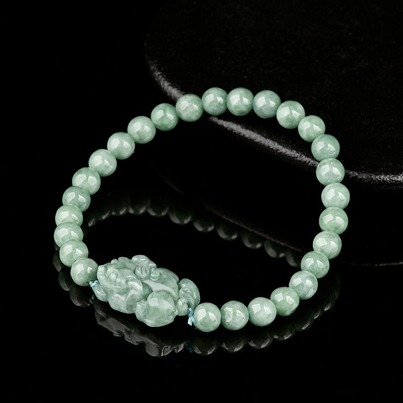 Authentic Natural Jadeite Pixiu Bracelet for Prosperity and Protection
