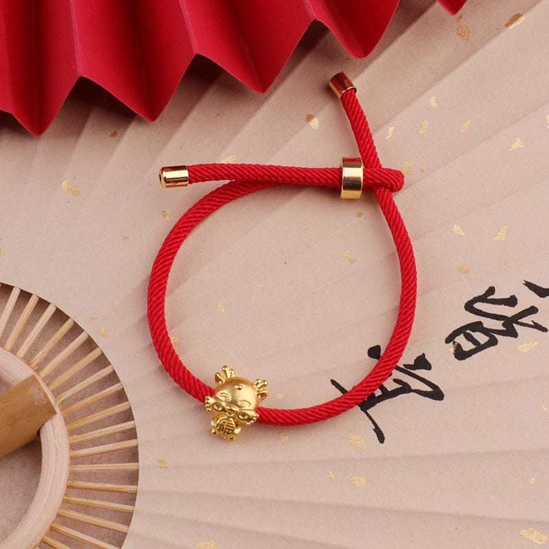 Red String Dragon Charm Bracelet