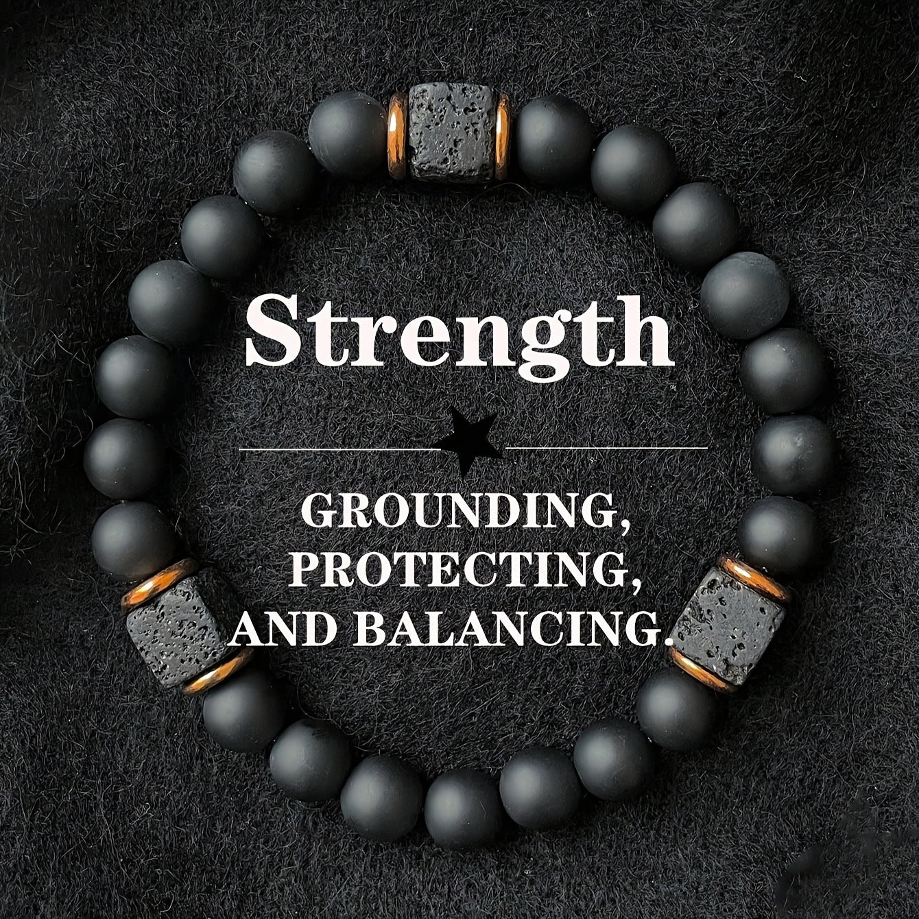 Strength Bracelet - Black Onyx Cube Bracelet for Grounding & Focus