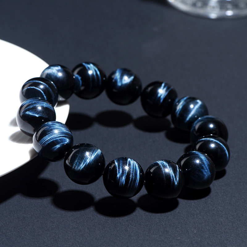 COLLECTION GRADE Natural Lightning Blue Tiger's Eye Bracelet - Power, Protection, and Clarity