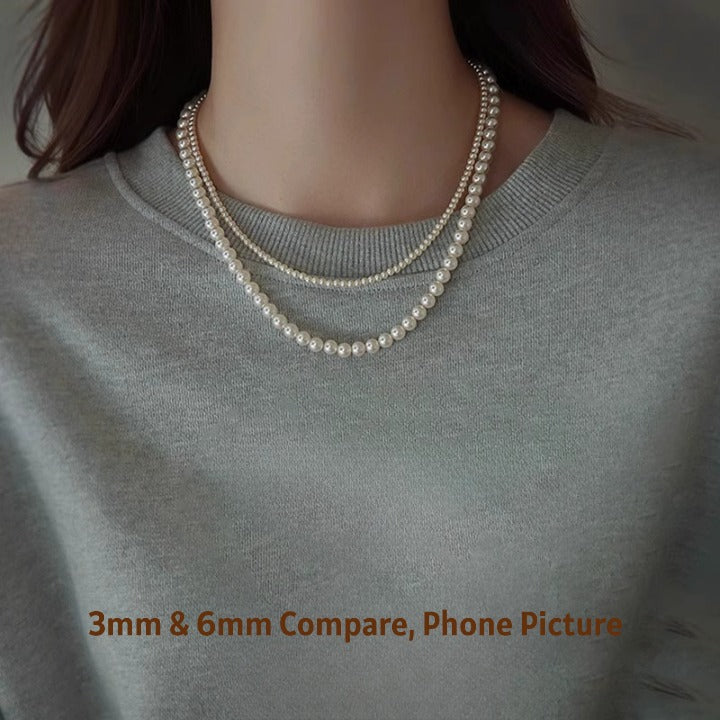 Natural shell pearl necklace with 3mm and 6mm beads