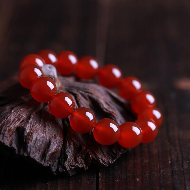 Orange Red Carnelian Stretch Bracelet 8mm Bead Jewelry