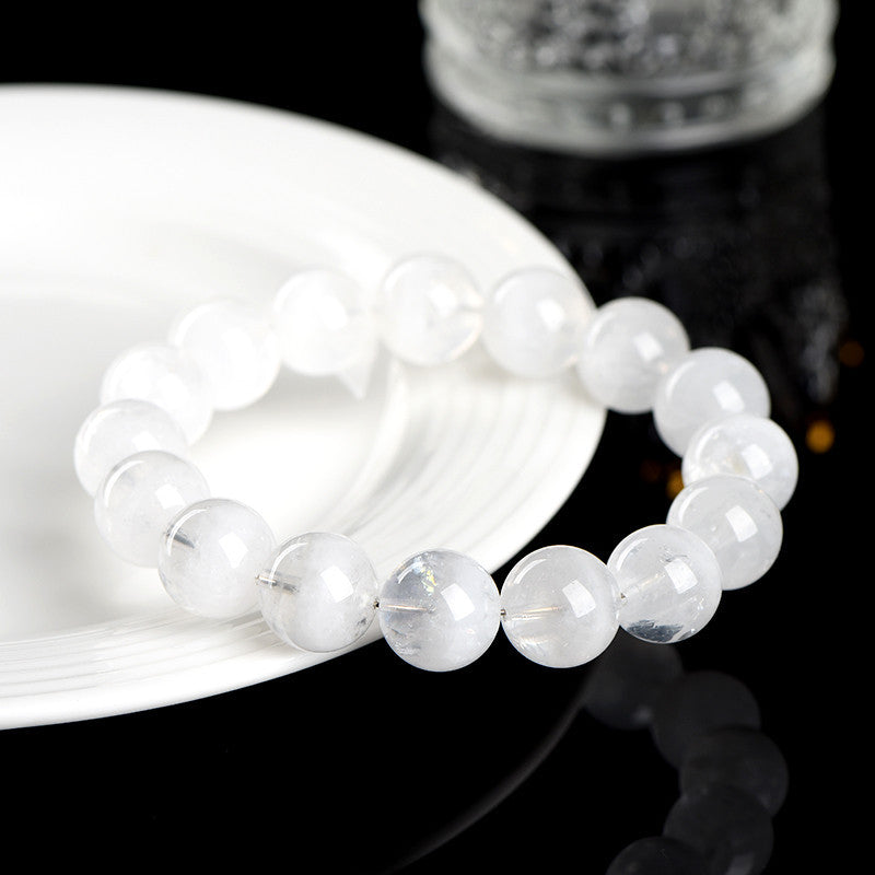 Crystal Snowfall Bracelet – Natural White Phantom Quartz Beads