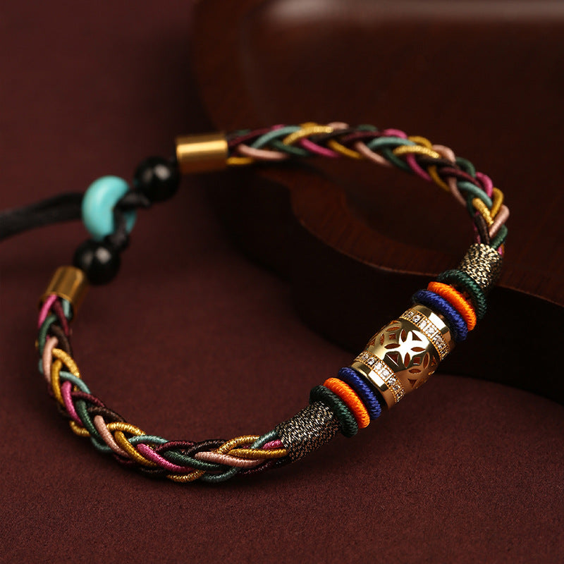Tibetan Buddhist 8-Strand Handmade Bracelet – Lucky Turn Bead