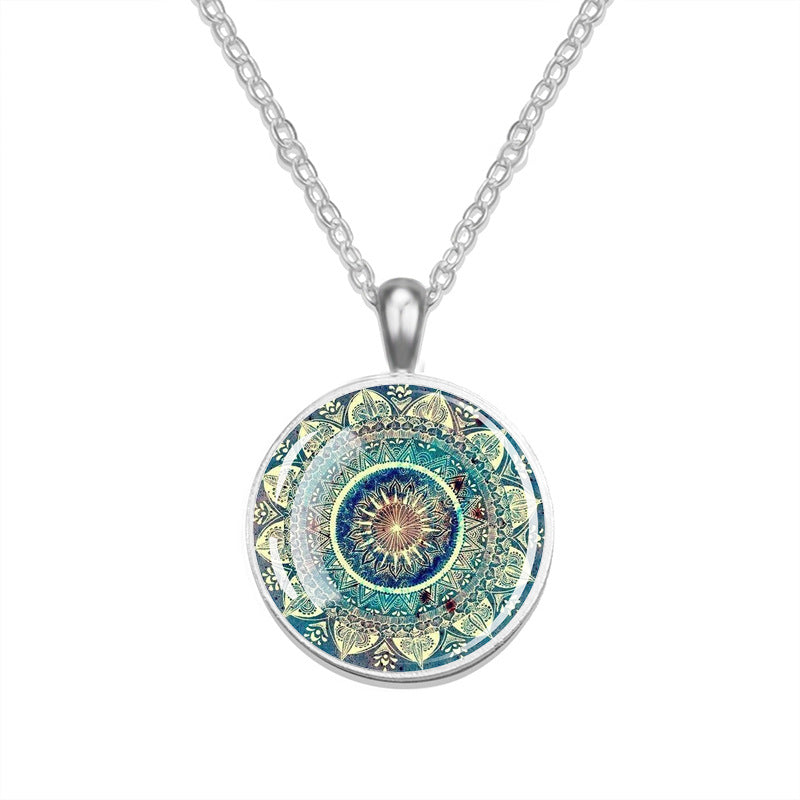 yoga necklace mandala design crystal pendant elegant handmade jewelry