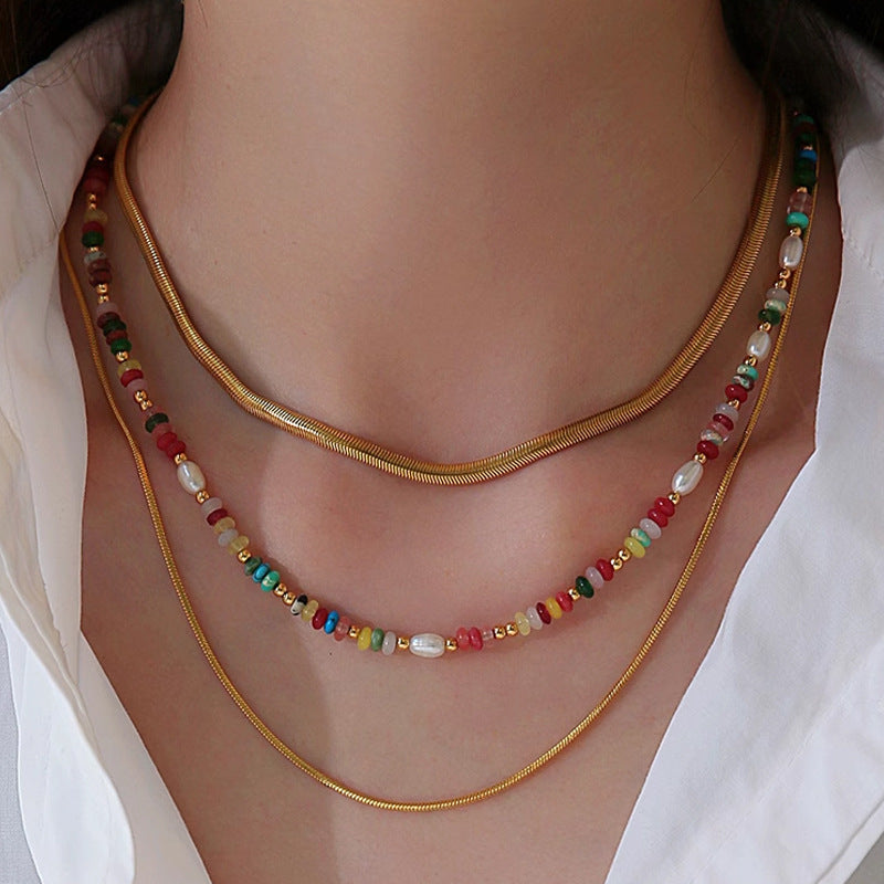 18K Gold Plated Chakra Gemstone & Pearl Necklace – Natural Healing Crystal Jewelry