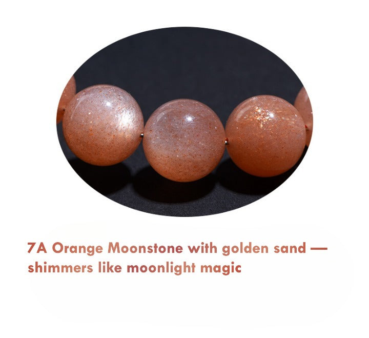 7A Golden Sand Orange Moonstone Bracelet – Shimmering Healing Gemstone Jewelry