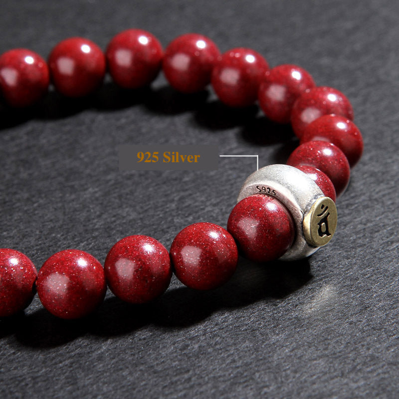 zodiac sign protection bracelet cinnabar & silver charm