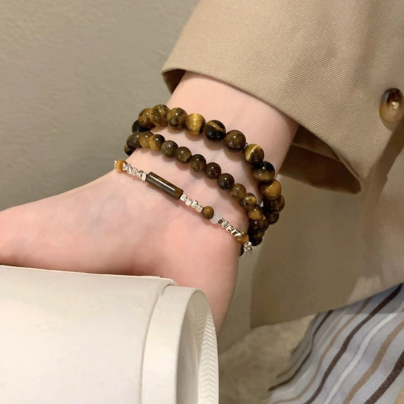 Natural Tiger's Eye Bracelet Set – 4mm 6mm 8mm Beads | Mix & Match Healing Jewelry