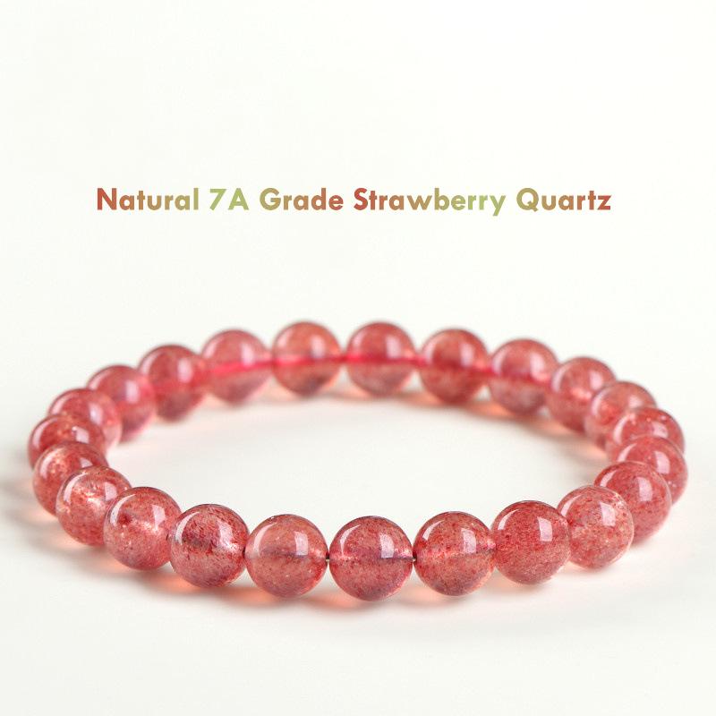 Natural 7A Grade Strawberry Quartz Bracelet – Pink Transparent Gemstone