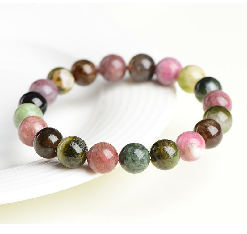 Natural Old Mine Tourmaline Bracelet – Rare Multicolor Wish Stone Beads