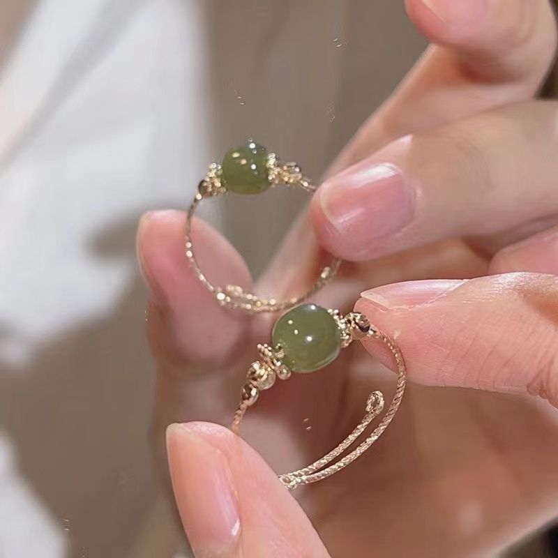 Spiritual Jade Ring Adjustable Band Minimalist Design