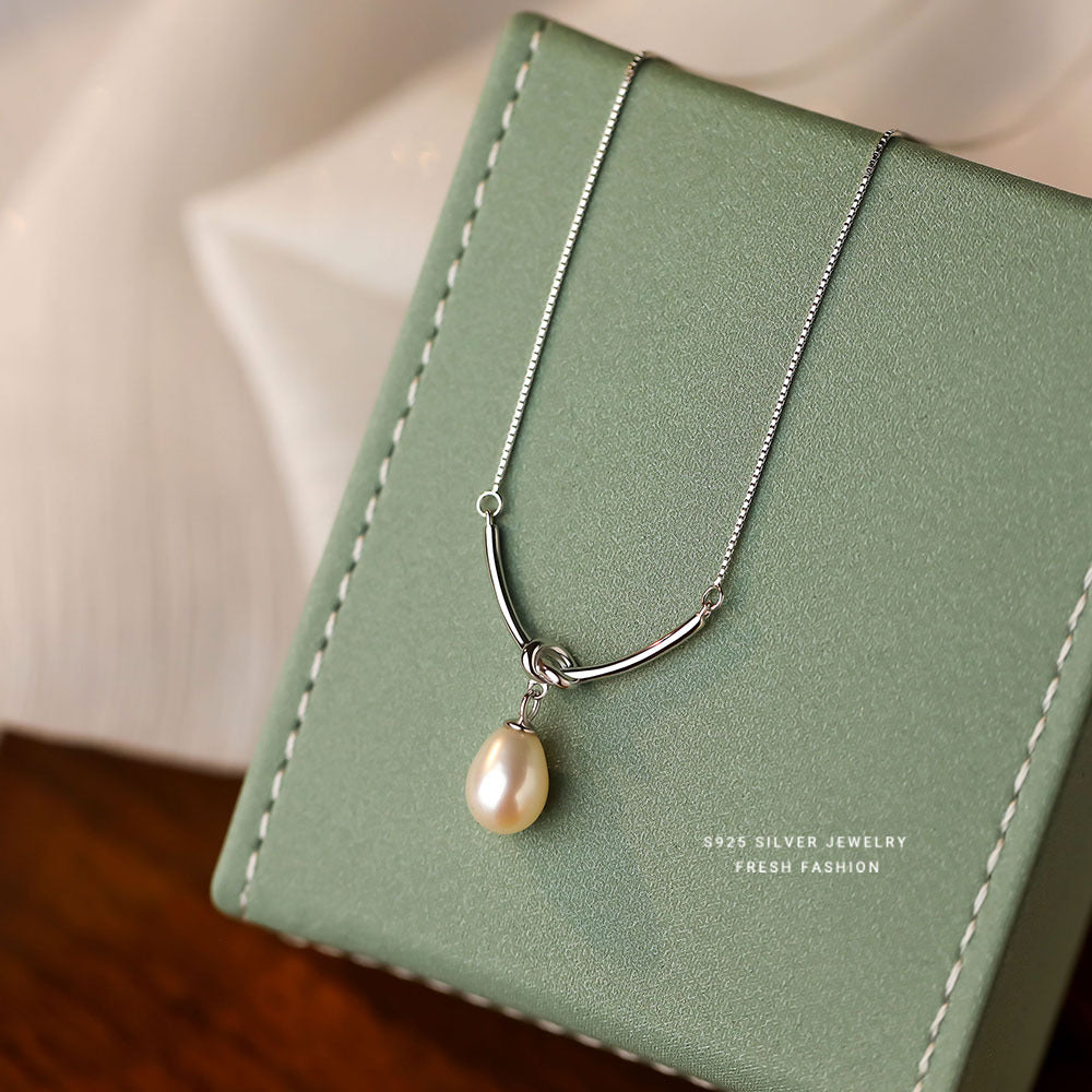 dainty pearl necklace with sterling silver chain minimalist design