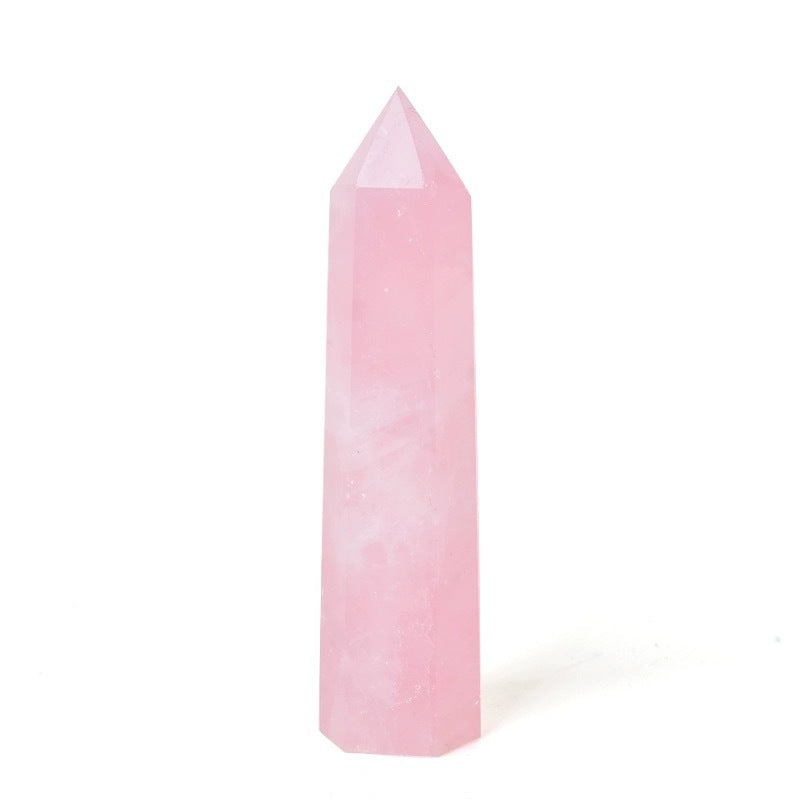 natural rose quartz crystal point tower healing wand for love and harmony
