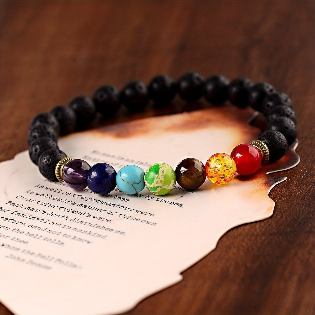 Lava Stone Chakra Bracelet – Spiritual / Yoga Accessory