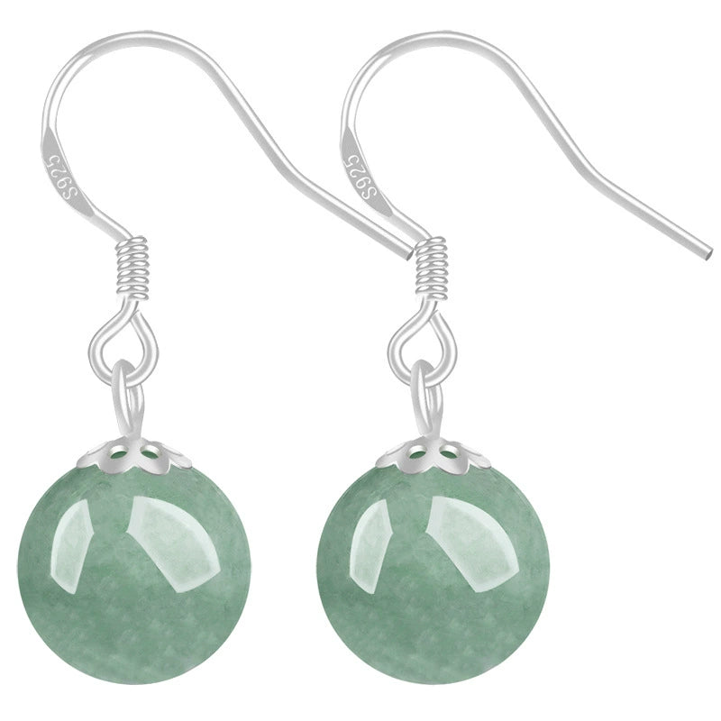 jadeite drop earrings 925 silver for gift