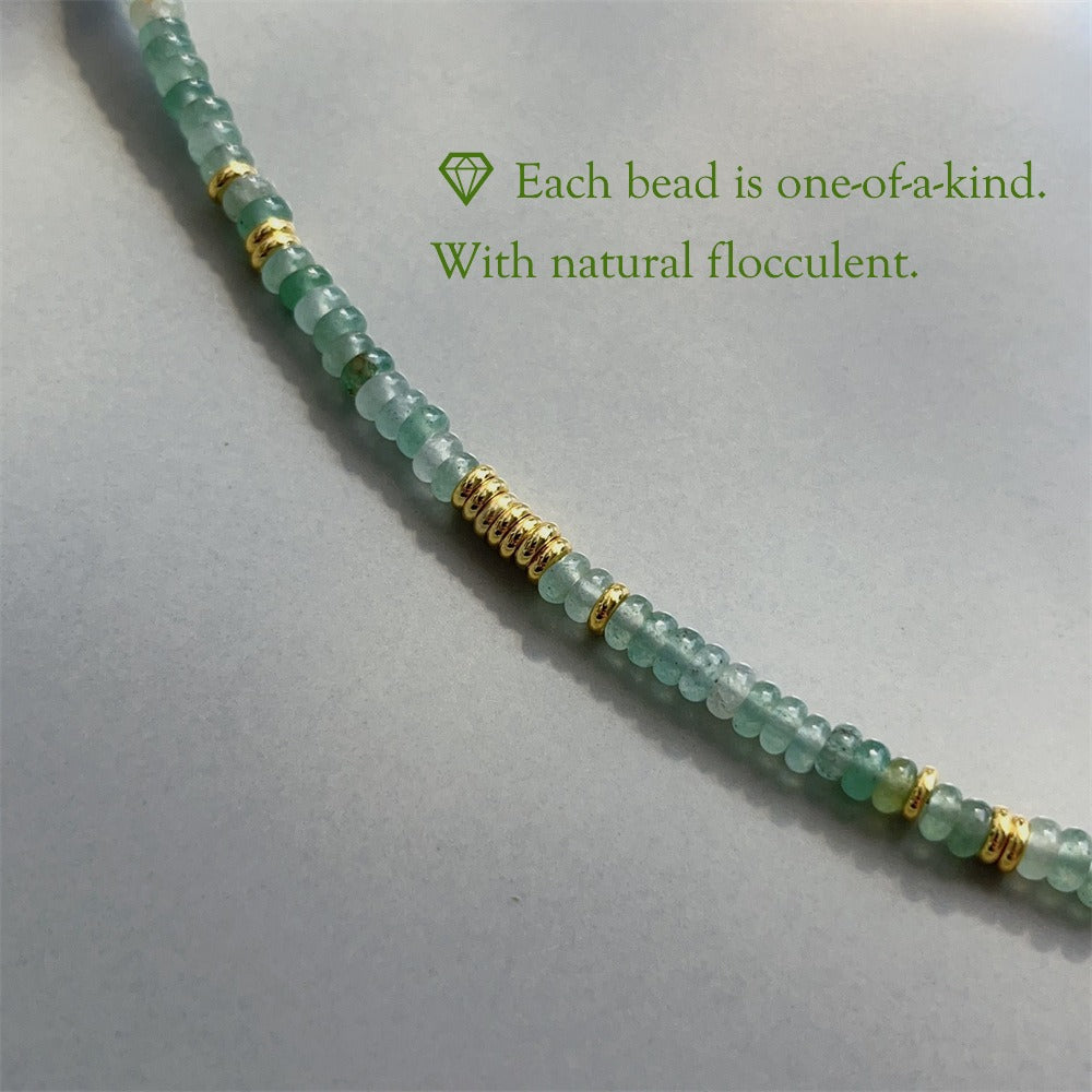 Natural Aventurine and Gold Bead Necklace – Luxury and Luck