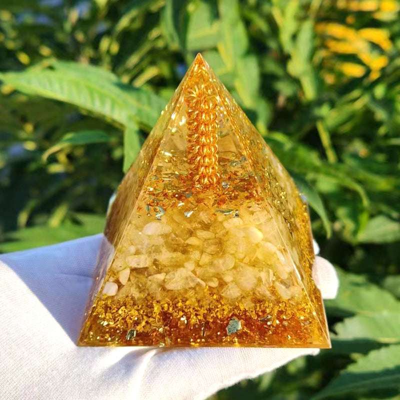 Orgone citrine pyramid home office decor prosperity gift