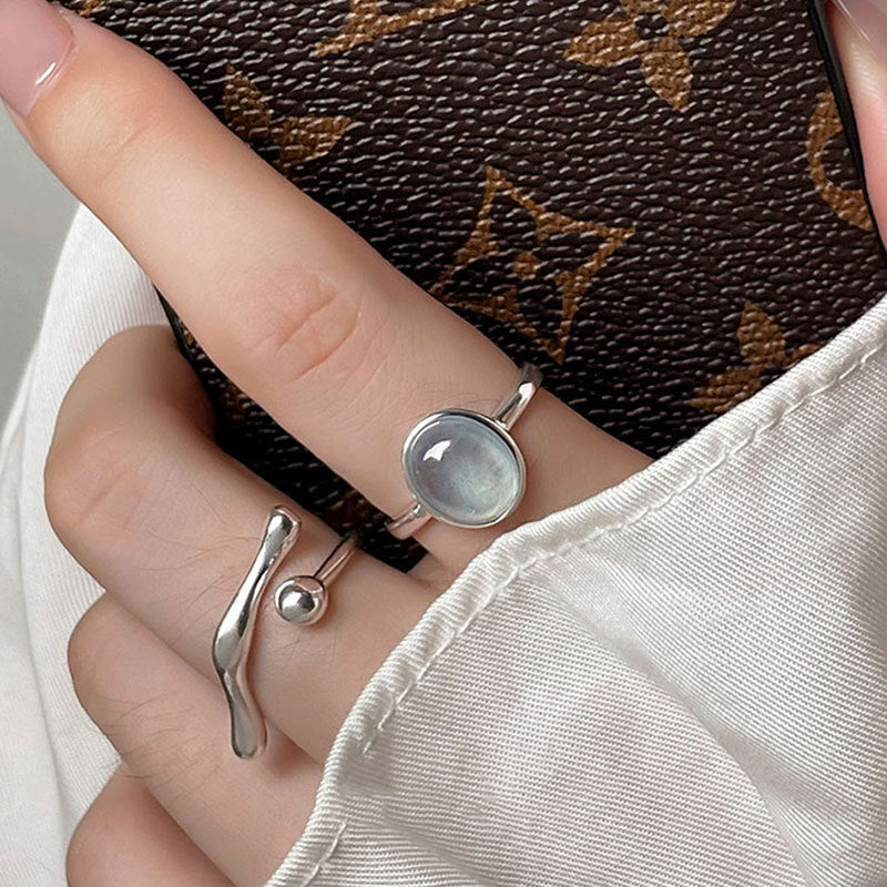 blue gemstone aquamarine 925 silver ring handcrafted minimalist design