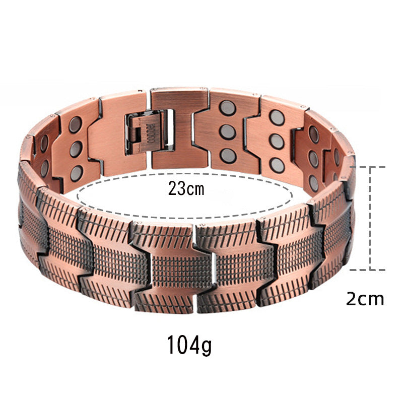 Men’s 3-Row Magnetic Pure Red Copper Bracelet