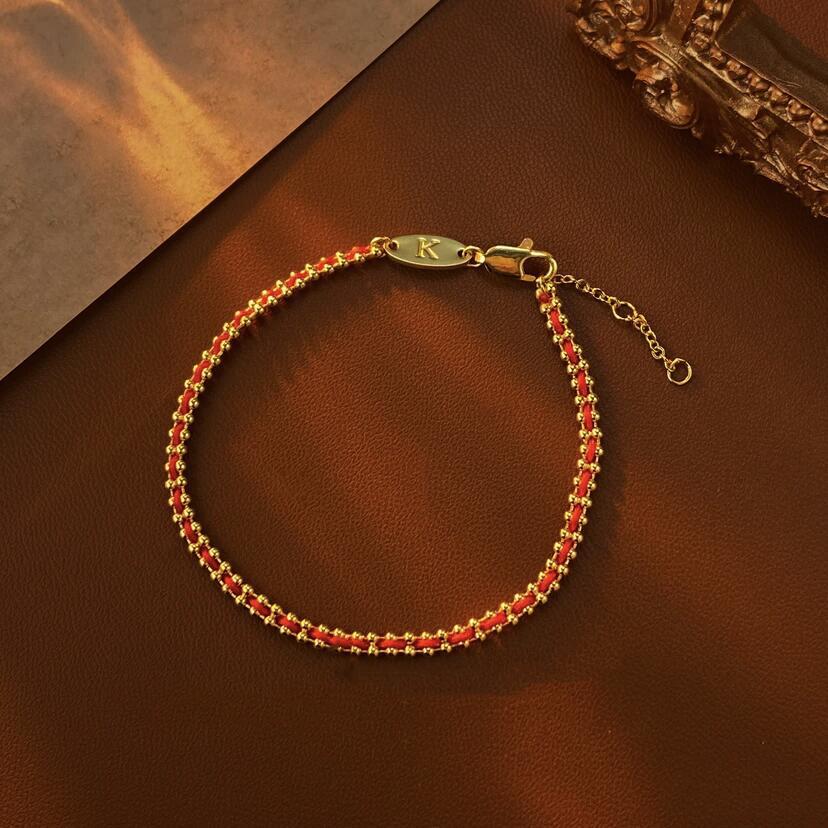 Handmade Redline Lucky Turn Bracelet – Thin Red & Gold String for Prosperity