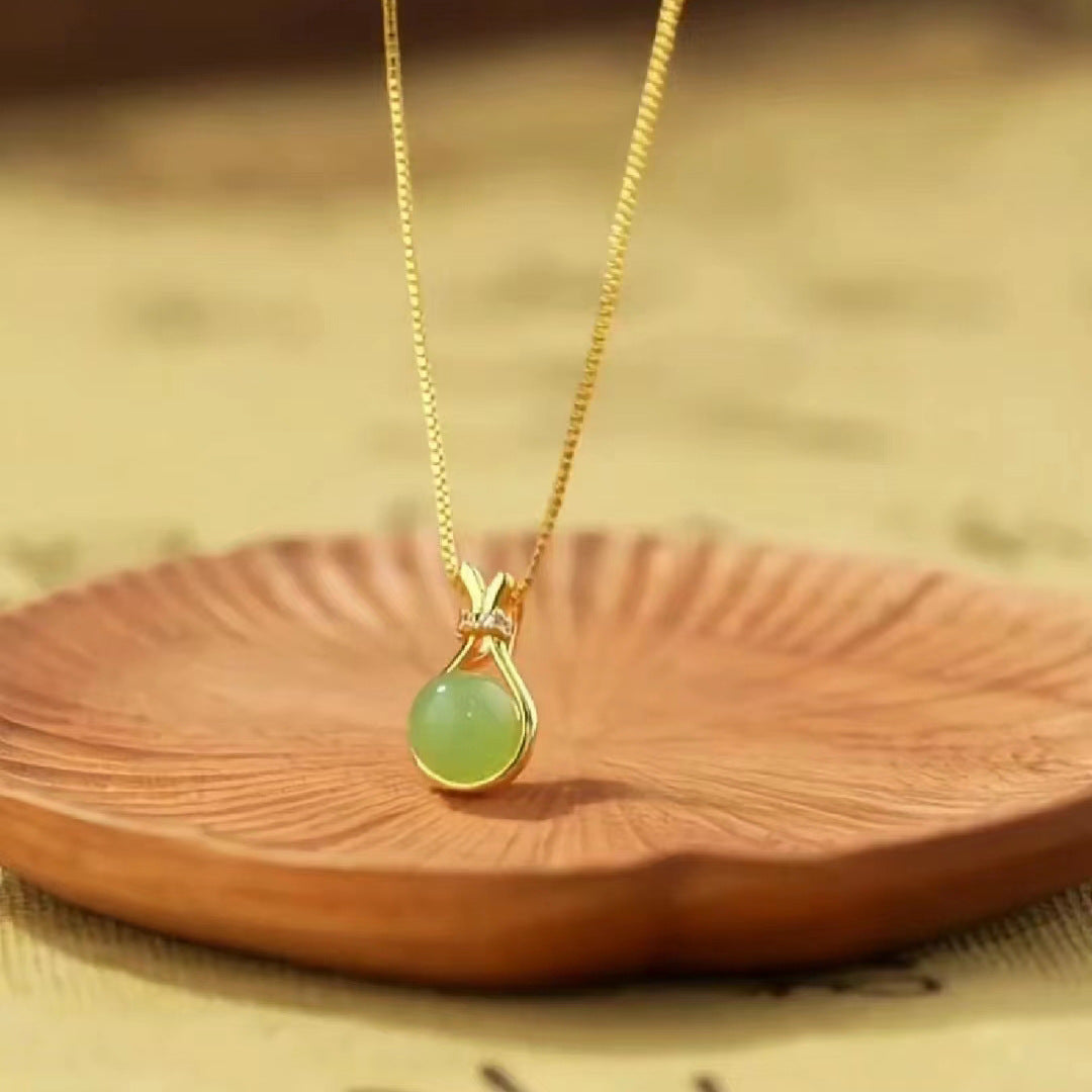 Minimalist Jade Lucky Bag Necklace for Daily Wear & Blessings