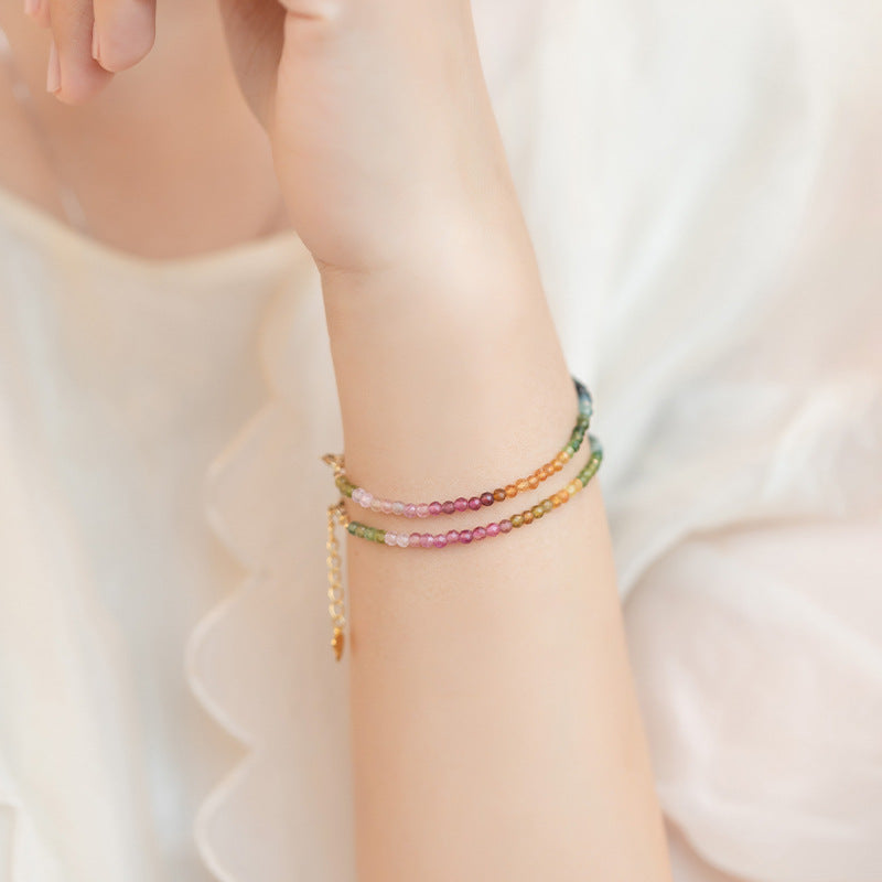 14k gold tourmaline bracelet natural gemstone healing crystal jewelry