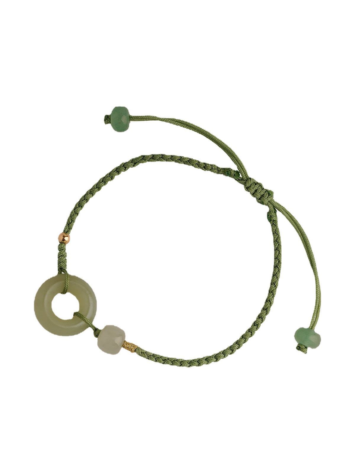 Unisex jade bracelet with donut charm for success and serenity