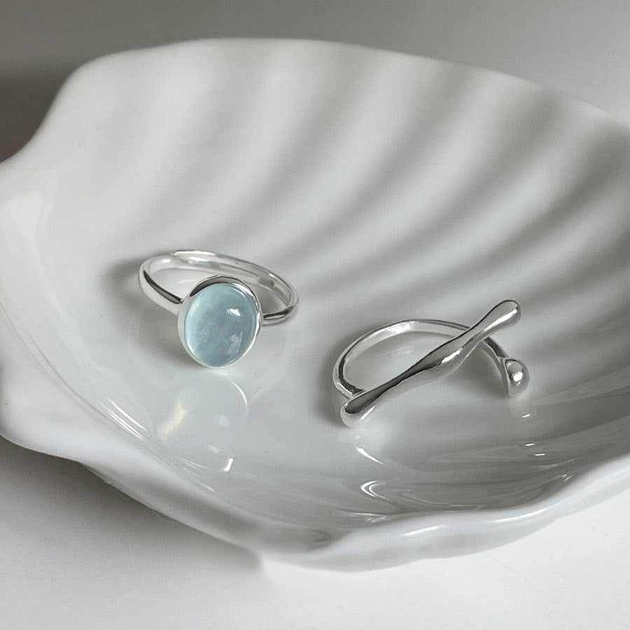 natural aquamarine sterling silver ring for women inner peace and tranquility jewelry