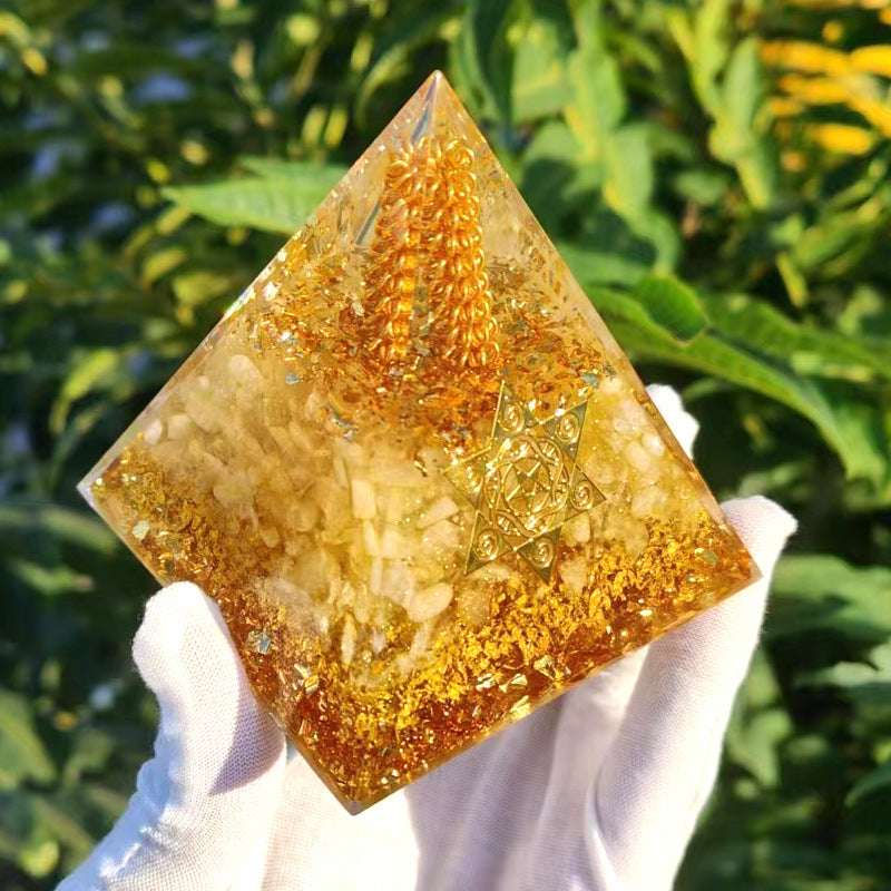 Orgonite citrine pyramid feng shui wealth crystal