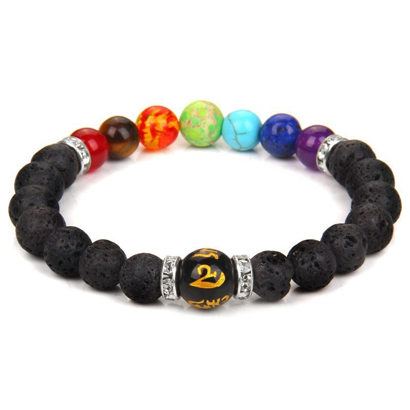 Chakra Healing Bracelet Lava Stone Beads