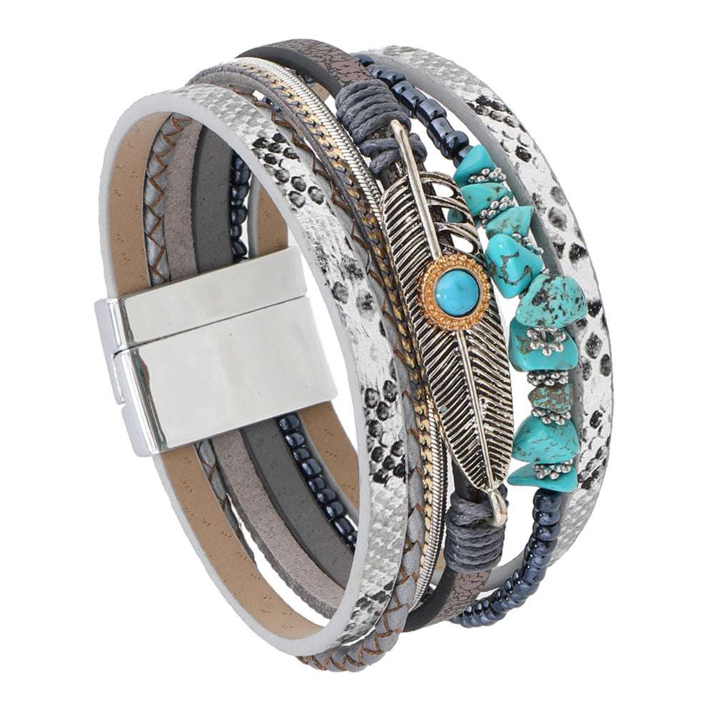 unique turquoise leather bracelet artisan handmade