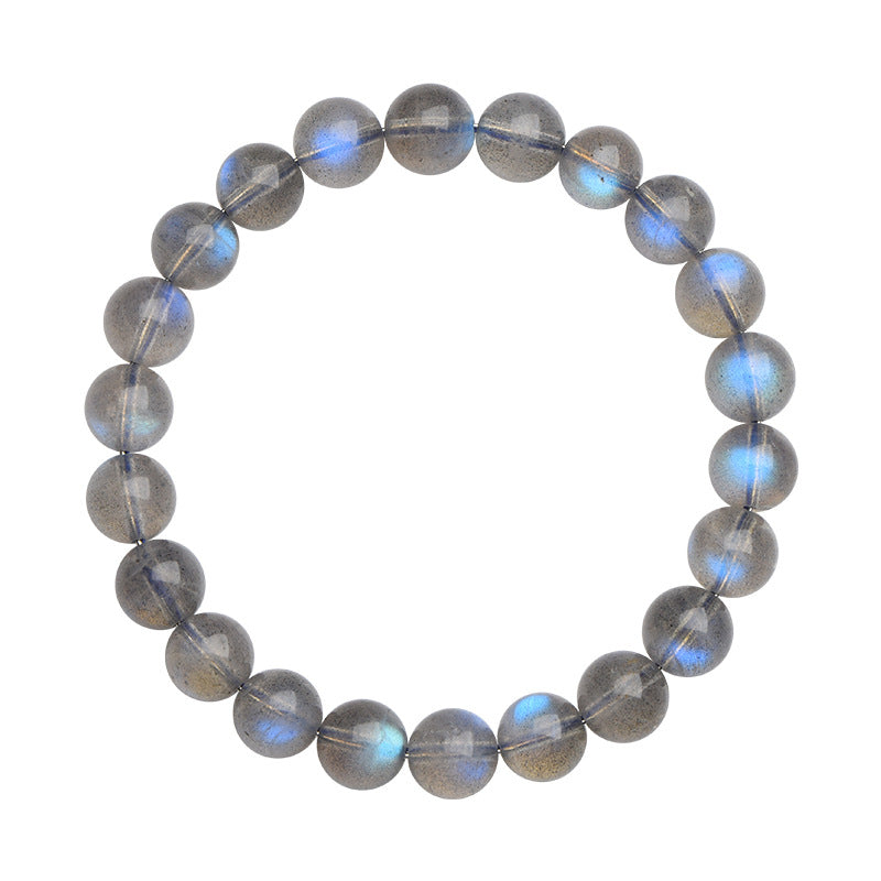 Natural Blue Flash Grey Moonstone Bracelet – Genuine Natural Moonstone Stretch Gemstone Bracelet for Intuition, Calm & Style