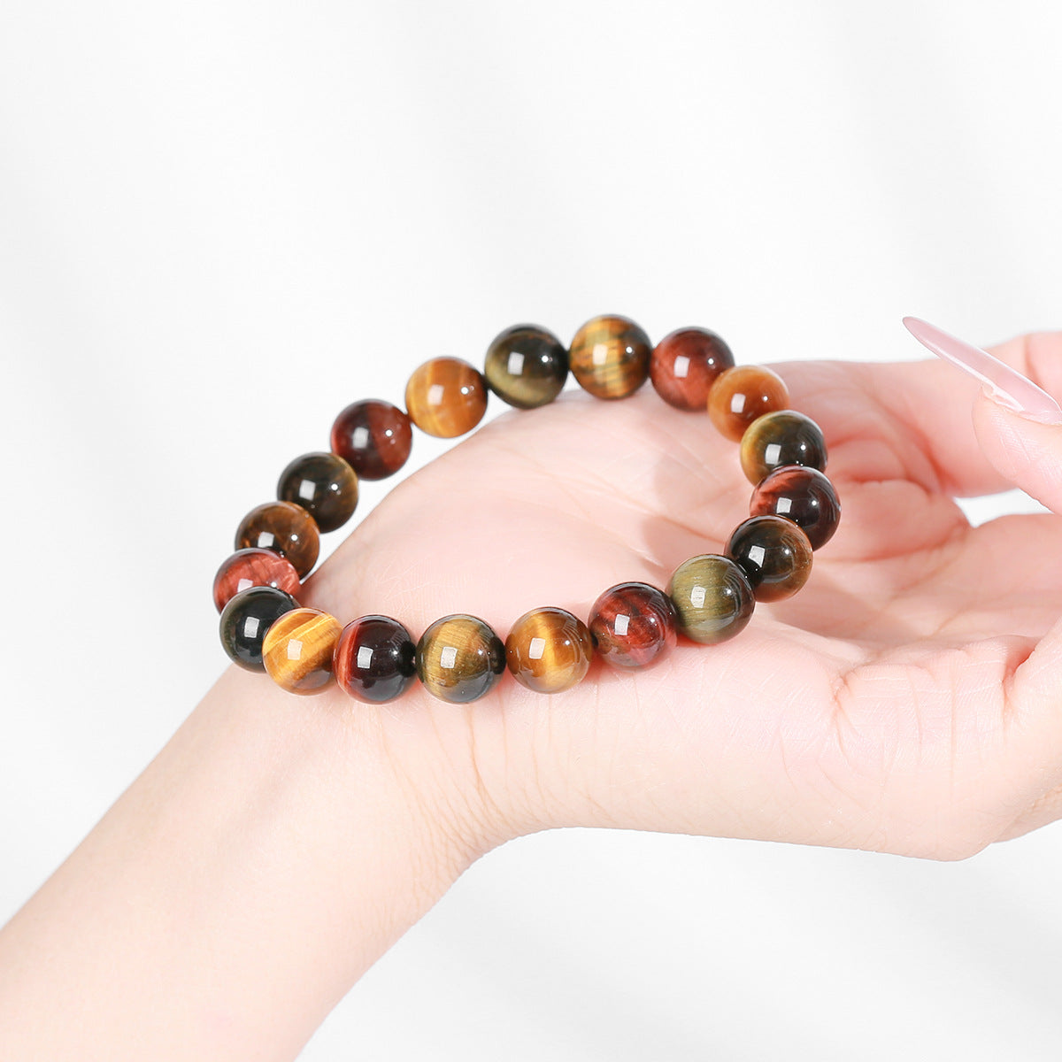 healing crystal multicolor tiger eye stretch bracelet