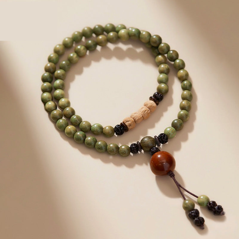 Green Sandalwood Bracelet Double Wrap