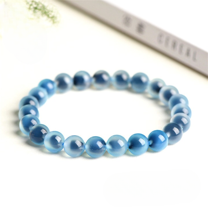 8mm blue agate stretch bracelet women men gemstone bracelet