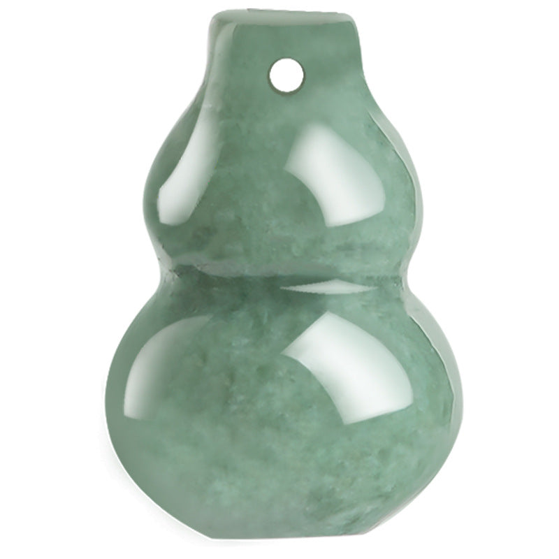 Hand-carved green jade calabash necklace Grade A certified jadeite
