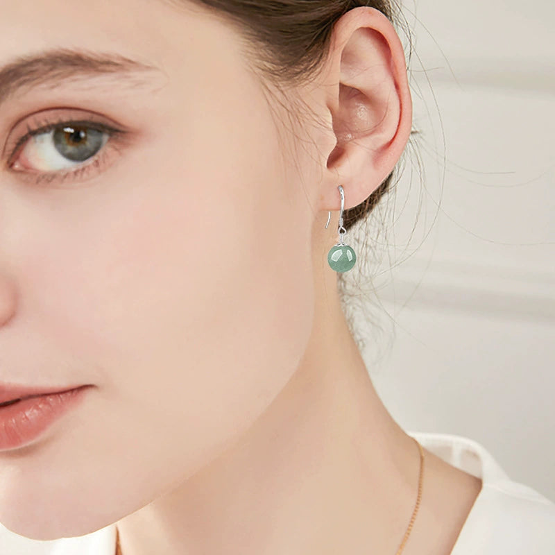 green jadeite drop earrings for women gemstone