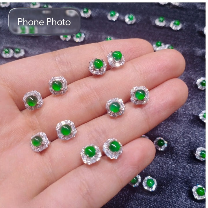 small green jade stud earrings gemstone jewelry